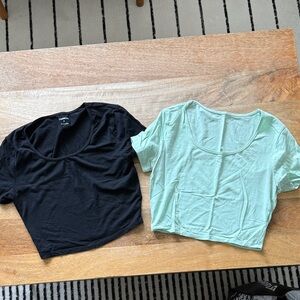 Express Black and Light Green Crop Tops set of 2